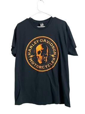 Harley-Davidson Shirt Mens Large Black Skull Graphic Dallas Texas Biker Tee